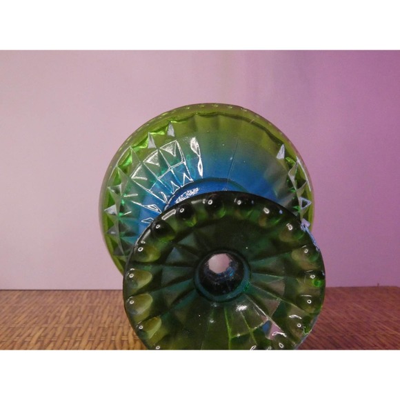 Vintage Green and Blue Depression Glass Compote/Candy Dish - Picture 2 of 4